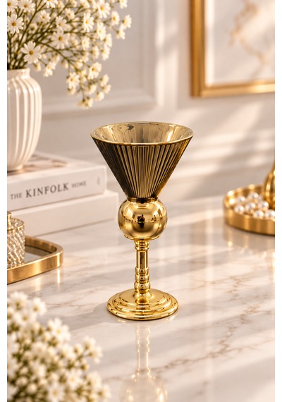 6 Lı Lüks Metal Gold Ayaklı Cam Kase Sunumluk Sosluk Kahve Yanı Bardağı Bardak Çok Amaçlı 50ml