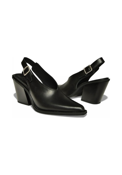 Fox Shoes U654304203 Siyah Hakiki Deri Western Topuklu Ayakkabı