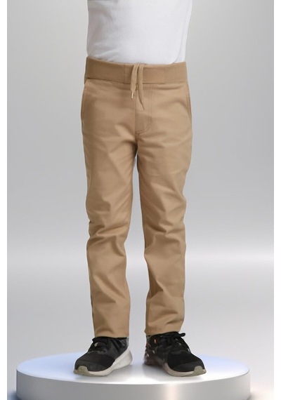 Luminur Ribana Bel Canvas Okul Pantolonu Bej Krem Kız Erkek Camel -bej