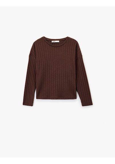Koton Uzun Kollu Bisiklet Yaka Rahat Kalıp Pijama Üstü Bordo 6wlk40057mk Bordo