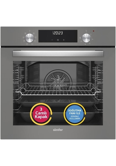 Simfer 9 Fonksiyon QS Dijital Gri 2'li Ankastre Set (8223 Fırın + 3538 Ocak)