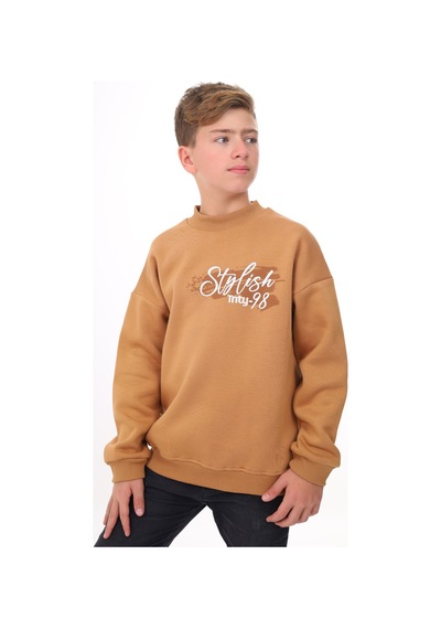 Toontoy Erkek Çocuk Baskılı Sweatshirt Kahverengi