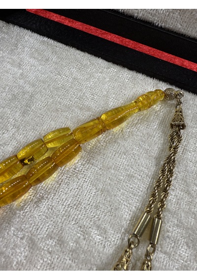 Damla Kehribar Gümüş Kozalı 13 Gram Tesbih Kaya Damla