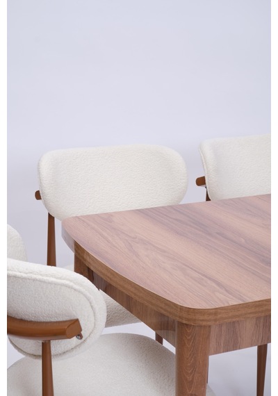 Nehir Polo Lak Panel Açılır Mutfak Masa Takımı 75x130cm Ceviz