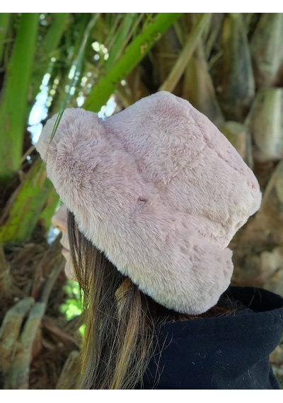 Shopiolog Pofidik Peluş Şapka Kışlık Suni Kürk Kalpak Bej Kova Şapka Bej