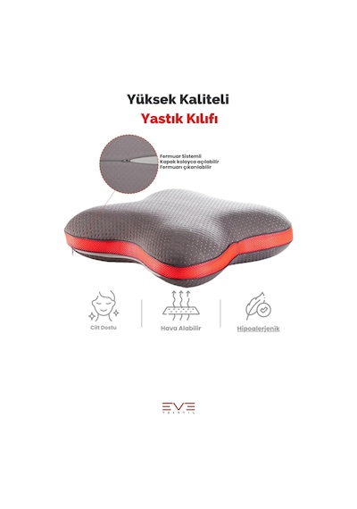 Visco Ergonomik Horlama Önleyici Yüksek Kaliteli Elastik Karbon Yıldız Desenli Yastık
