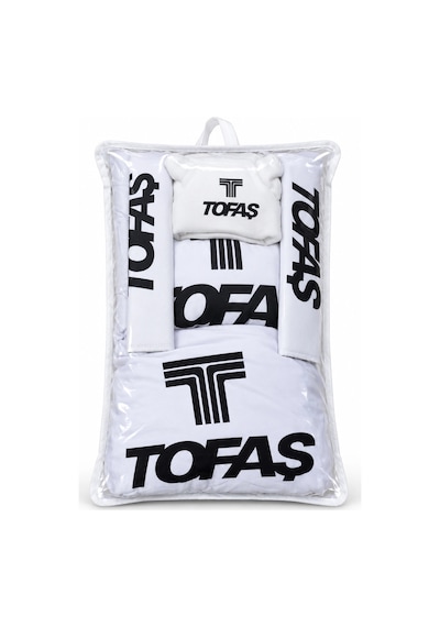 Tofaş Beyaz Süper Set Dörtlü Servis Kılıfı + İkili Yastık Ve Kemer Kılıfı +vites Poları
