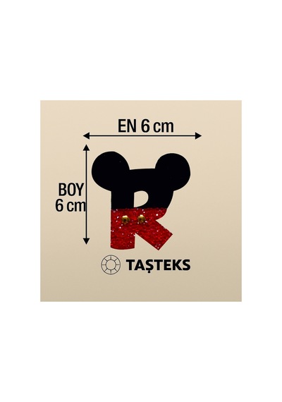 Taşlı Ütülenebilen Veya Sticker Olarak Kullanılabilen ' Mickey R ' Harfi