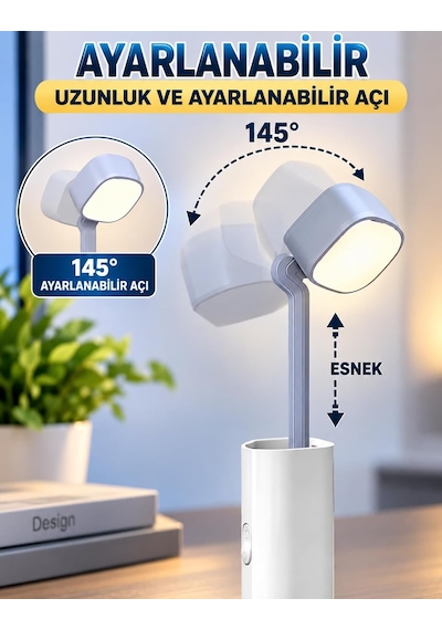 Şarjlı Dokunmatik 20 Led Çalışma Okuma Işığı Masa Lambası Ayarlanabilir Parlaklık Powerbank 1200mah Diğer
