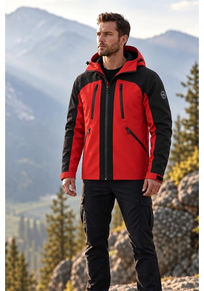 Ghassy Co. Ski Pro Series Kayak İçi Polarlı Rüzgar Geçirmez Su İtici Outdoor Softshell Mont Kirmizi