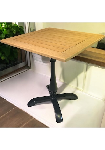 Cafe Masa Bambu Ahşap Yemek Masası Damla Ayak 70x70 Naturel