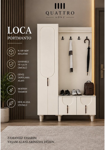Loca Kapaklı Portmanto Krem
