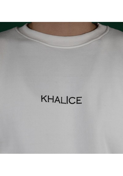 Khalice Sweatshirt Kalın Üç İplikli Beyaz