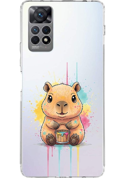 Redmi Note 12 Pro 4g İle Uyumlu Splash Kapibara Tasarımlı Şeffaf Silikon Kılıf Şeffaf