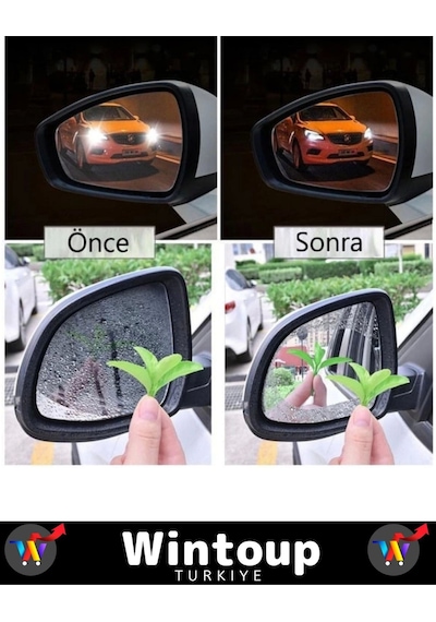 Premium Uzun Ömürlü Araç Yan Ayna Yağmur Kaydırmaz Cam Film 2 Çift