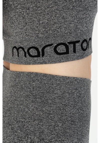 Maraton Slimfit Kadın Düz Yaka Siyah Melanj Bra Siyah - Melanj