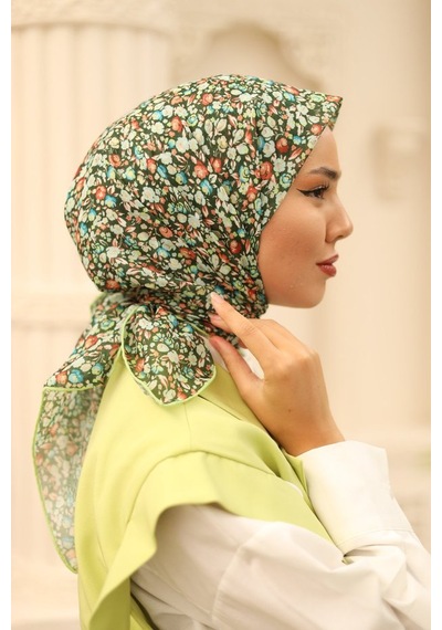 Silk Home Karanfil Desen Soft Pamuk Eşarp Koyu Yeşil