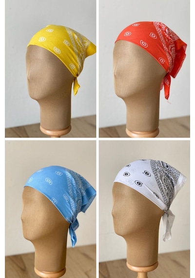 Pamuklu Klasik Desen Unisex 4lü Bandana Seti Renkli Bandana Etnik Desenli A Kalite Bandana Kırmızı-leylak