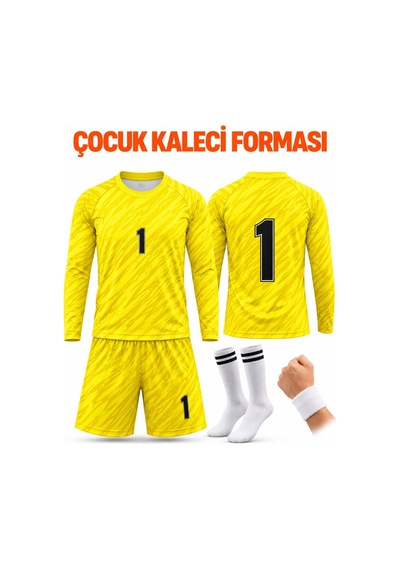 Sonvadi Çocuk Kaleci Forması Sarı Uzun Kol Şortlu Takım Çorap Sarı