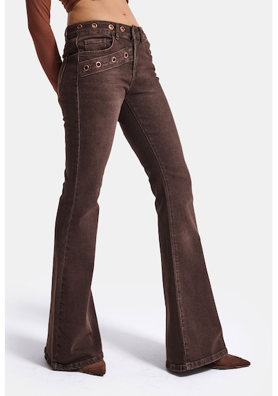 Kadın Koyu Kahve 2w6-16 Flare Fit Özel Tasarım Denim Jean