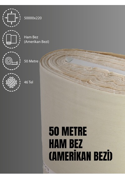 %100 Pamuk 46 Tel Amerikan Bezi Ham Bez Punch Kumaş - Krem 5000x220 CM