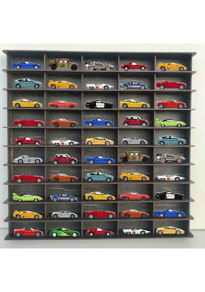 Woodbu 1/64 Hobi Araba Rafı Eskitme Siyah (Hot Wheels, Matchbox)