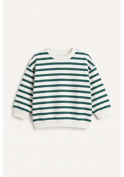 Defacto Oversize Bisiklet Yaka Çizgili Sweatshirt Erkek Bebek I4401a526wngn1116 Yeşil-gn1116