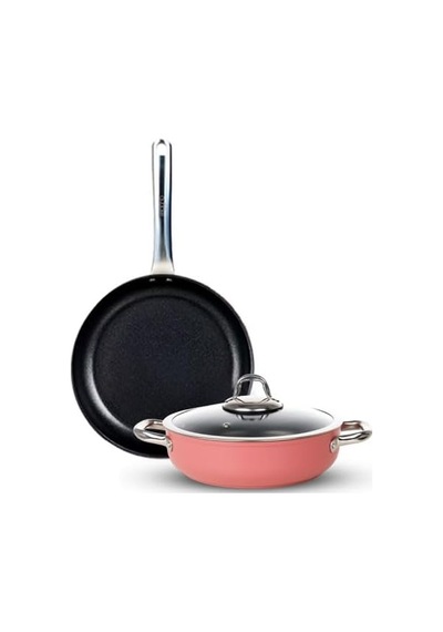 Tr Master Daıly Titanium 3 Parça Set Çelik Sap Pembe 26cm Sığ Tencere + 26cm Tava Genel