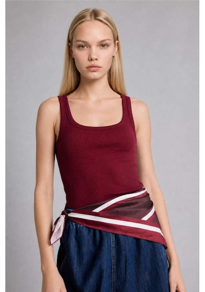 Defacto Slım Fıt Basic Yuvarlak Yaka Fitilli Bordo Atlet E5539ax26aubr115 Bordo-br115