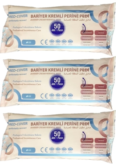 Med-Cover Bariyer Kremli Perine Bölgesi Pedi Bezi 50 x 3 Paket