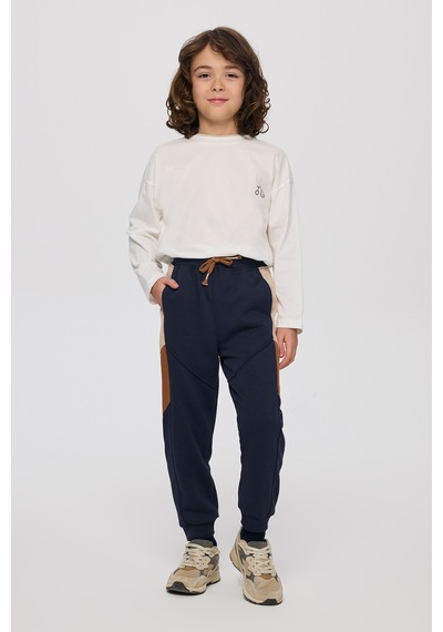 Panço Erkek Çocuk Eşofman Alt Camel Lacivert