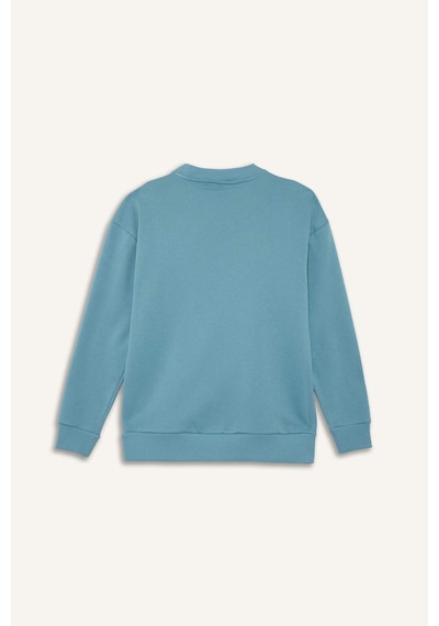 Defacto Boxy Fit Bisiklet Yaka Baskılı Sweatshirt X8282az25augn203 Yeşil