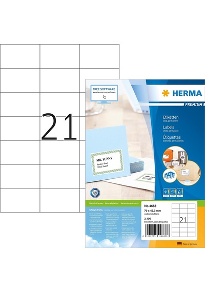 Lexroo 4668 Evrensel Etiket Dın A4 70 X 42,3 Mm, 100 Yaprak, Kağıt, Mat Kendinden Yapışkanlı Çok Renkli