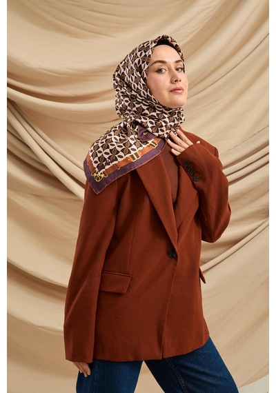Silk Home Twill İpek Eşarp 11481-04 Koyu Mor, Tozpembe, Kahverengi, Sarı, Siyah