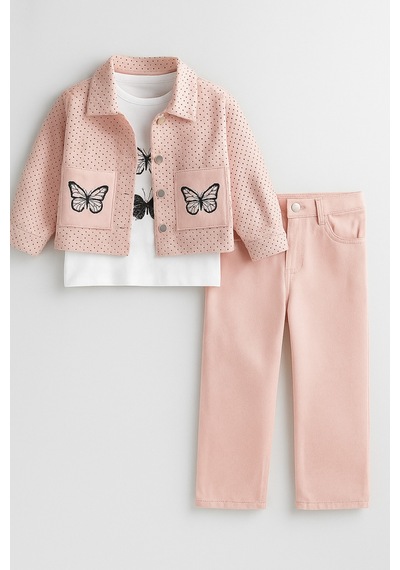 Uğur Bebe Kız Çocuk Pudra Renk Kanvas Ceket & Pantolon Takımı Uzun Kollu Sweat 3 Lü Kombin Pudra Pudra Uğur Bebe Kız Çocuk Pudra Renk Kanvas Ceket & Pantolon Takımı Uzun Kollu Sweat 3 Lü Kombin Pudra Pudra