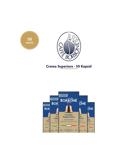 Caffe Borbone Crema Superiore Mega Kutu 50 Kapsül Nespresso Uyumlu Aylık Premium Stok Kapsül Kahve