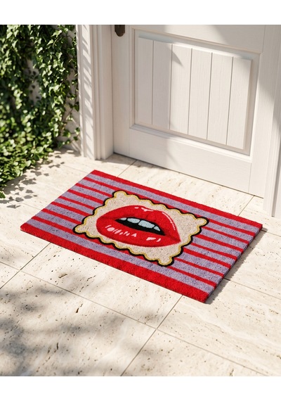 Kırmızı Hindistan Cevizi Lifi Lips Kapı Önü Paspası 45x1,5x75 Cm