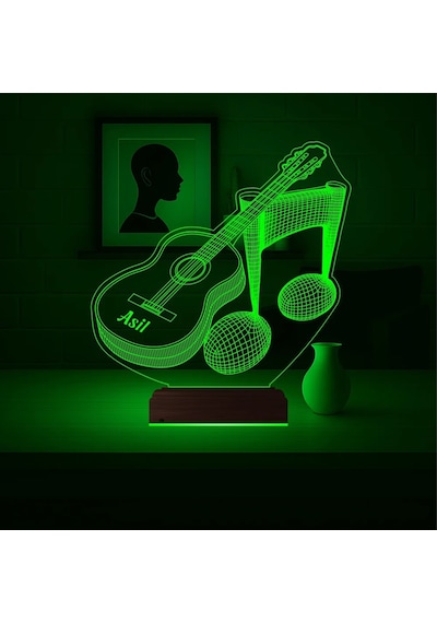 Luvivia Klasik Gitar Müzisyen Hediye Kişiye Özel 3d Lamba - Masa Gece Lambası V1 Şeffaf