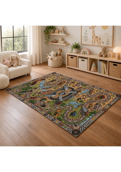Kartela Halı Canavar Kamyon Kaymaz Taban Çocuk Oyun Halısı - 100 x 150 CM