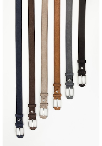 Fossil Hakiki Süet Deri 4 Cm Yarma Spor Kemer Gri Gri
