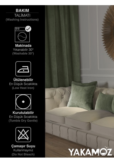 Br Yakamoz Çağla Yeşili Kırlent , Yastık Kılıfı Kadife Görünümlü Velvet Touch Serisi Çağla Yeşili