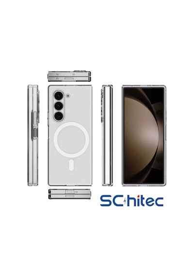 Schitec Samsung Galaxy Uyumlu Z Fold 6 Magsafe Özellikli Şeffaf Kılıf -
