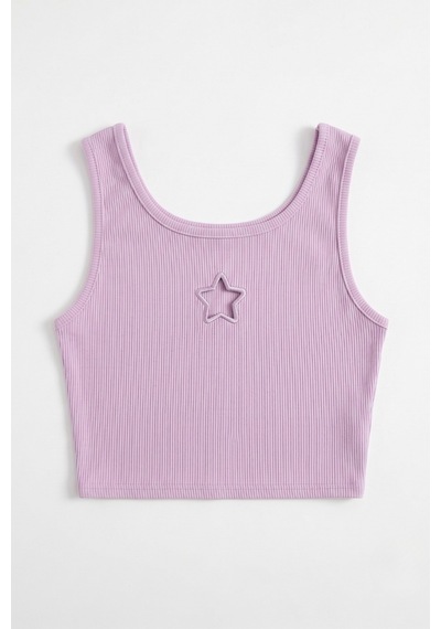 Le Mabelle Lila Yıldız Nakışlı Fitilli Askılı Kız Çocuk Crop Bluz - Cindy Lila