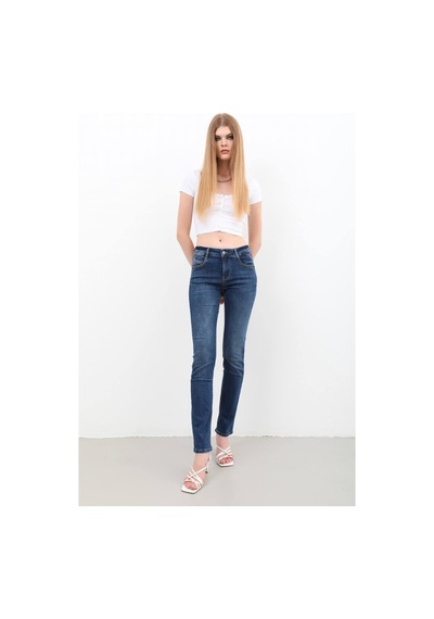 Kadın Likralı Slim Jean Pantolon Mavi 001