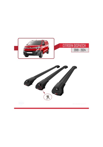 Citroen Dispatch 2019 Ve Sonrası İle Uyumlu Ace-1 Ara Atkı Tavan Barı Siyah 3 Adet Bar
