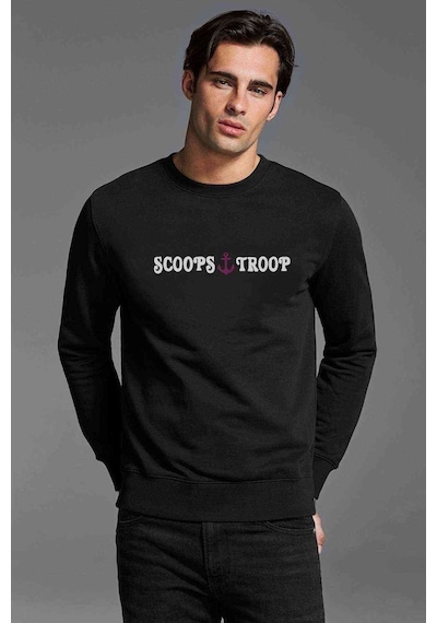 Stanger Things Scoops Troop Baskılı Siyah Erkek Sweatshirt (528943606)