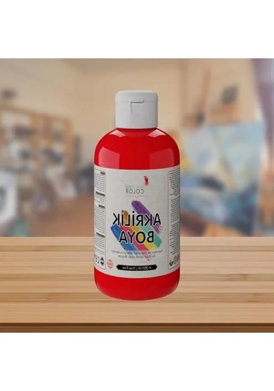 250gr Kırmızı Akrilik Boya - Yüksek Kalite 0.2 L