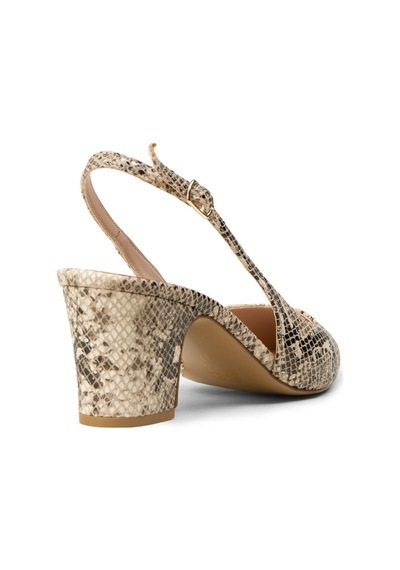 Deery Kadın Bej Yılan Desenli Topuklu Slingback Ayakkabı - Rd125zbejm01 Bej
