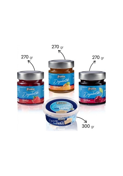 Seğmen Diyabetik Reçel Ve Helva Paketi 4 Lü Çilek, Vişne, Kayısı Reçeli 270 G + Sade Helva 300 G