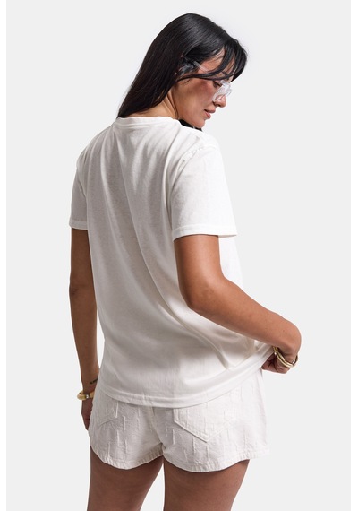it's basic Kadın Beyaz Meyve Baskılı Bol Kesim Tasarım T-shirt